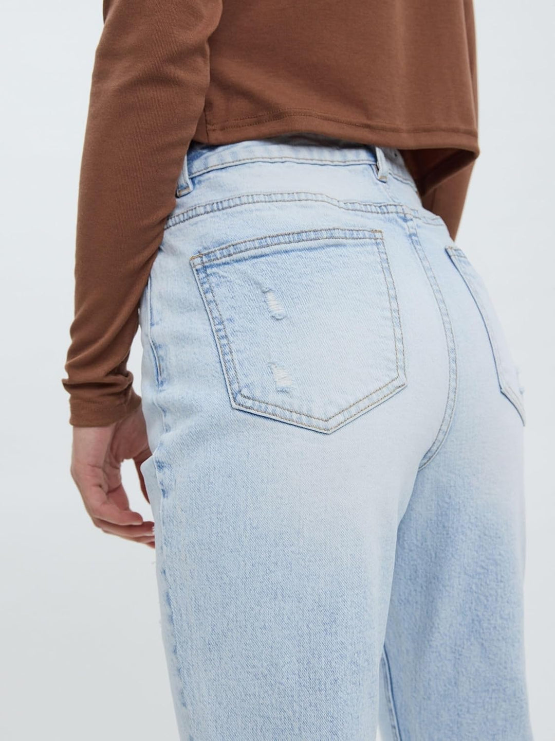 VERO MODA Branda High Rise Staight Jeans 25W / 32L Light Blue Denim, 25W / 32L Light Blue Denim