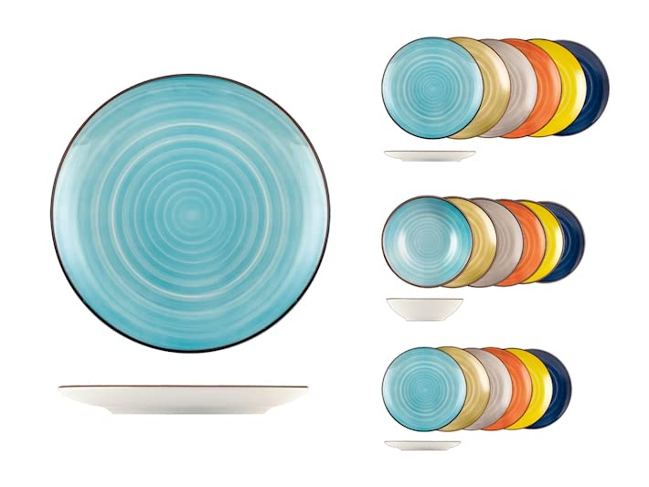 H&H Servizio Tavola 18 Pezzi Caribe In Stoneware Colori Assortiti