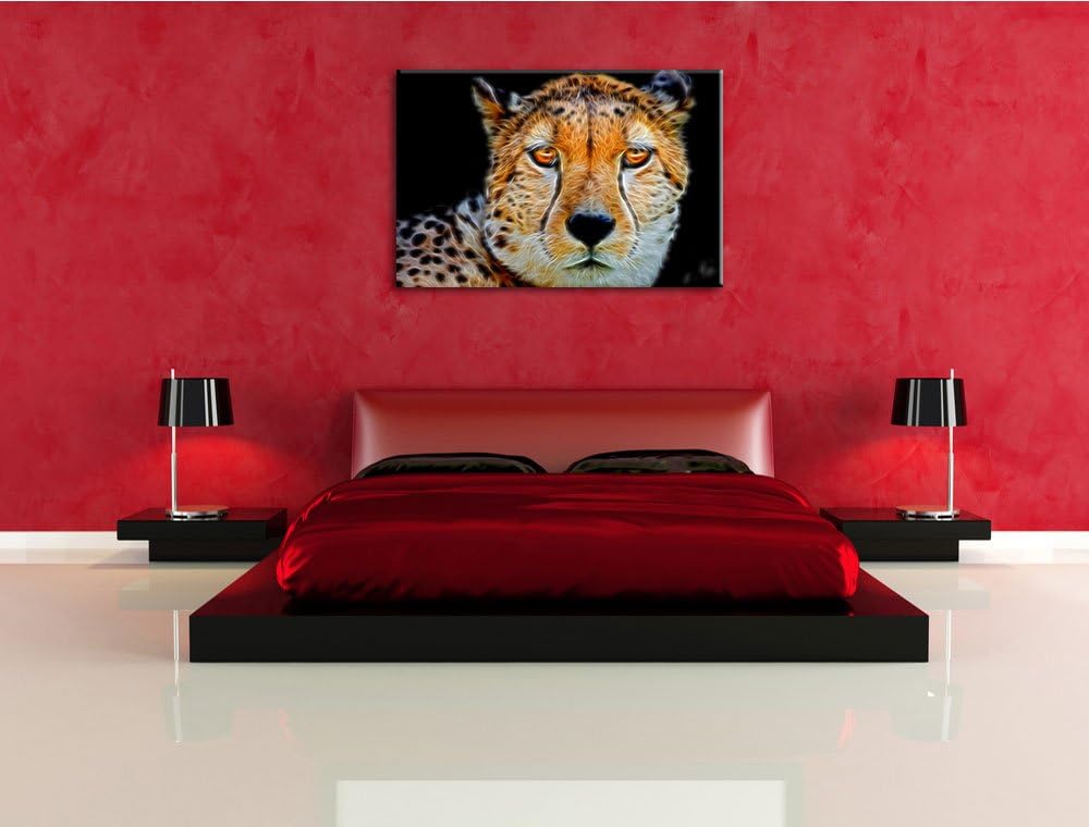 Dark schläfriger Gepard schwarz/weiss Deluxe Format: 100x70 cm auf Leinwand, XXL riesige Bilder fert