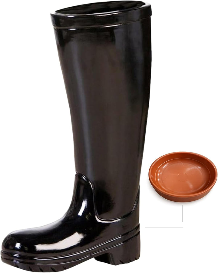 Casablanca Deko Gummistiefel Schirmständer aus Keramik mit Wasserauffangschale - Regenschirmständer