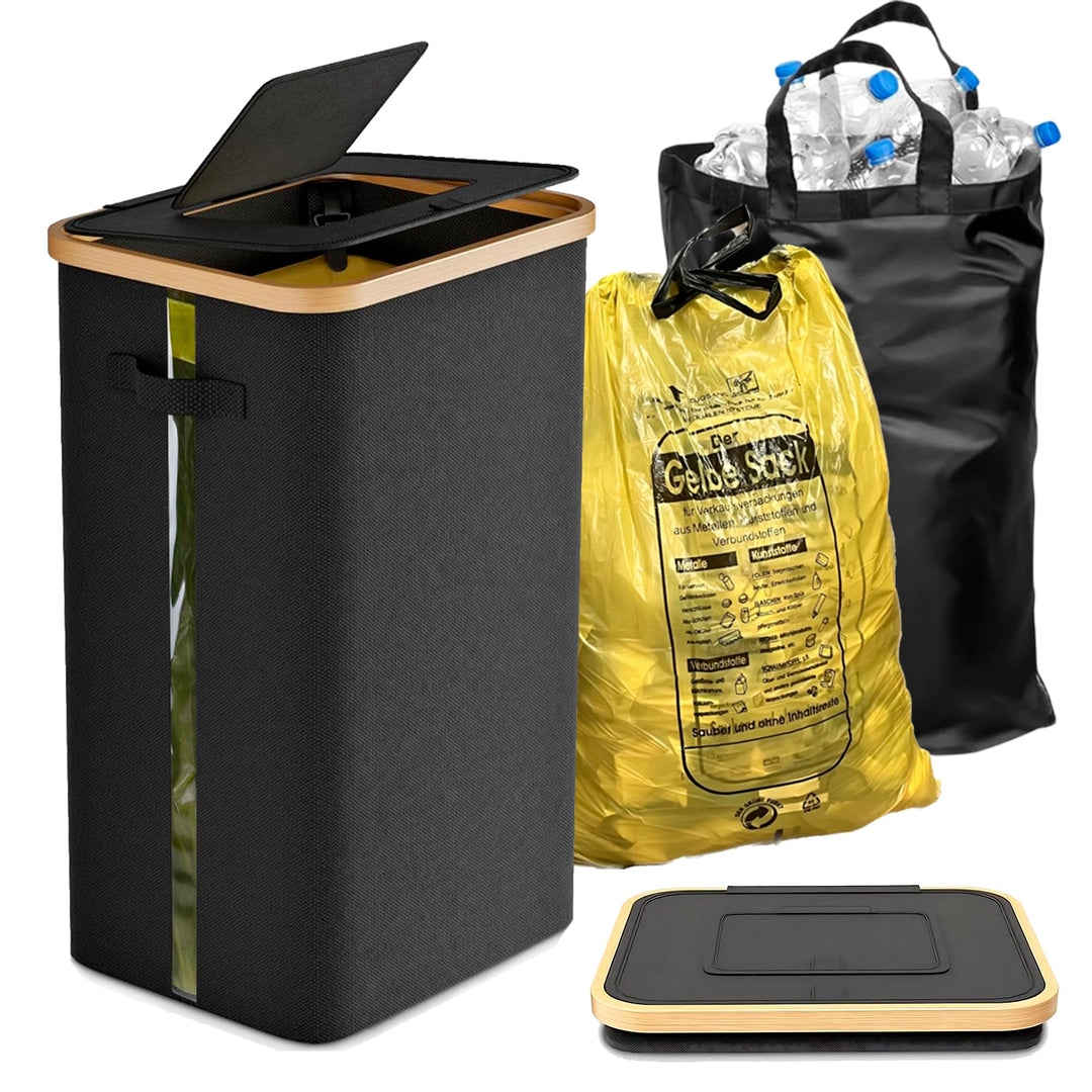 Gelber Sack Ständer Stabil mit Deckel – Mülleimer 70-120L für Gelbe Säcke & Recycling | Praktischer