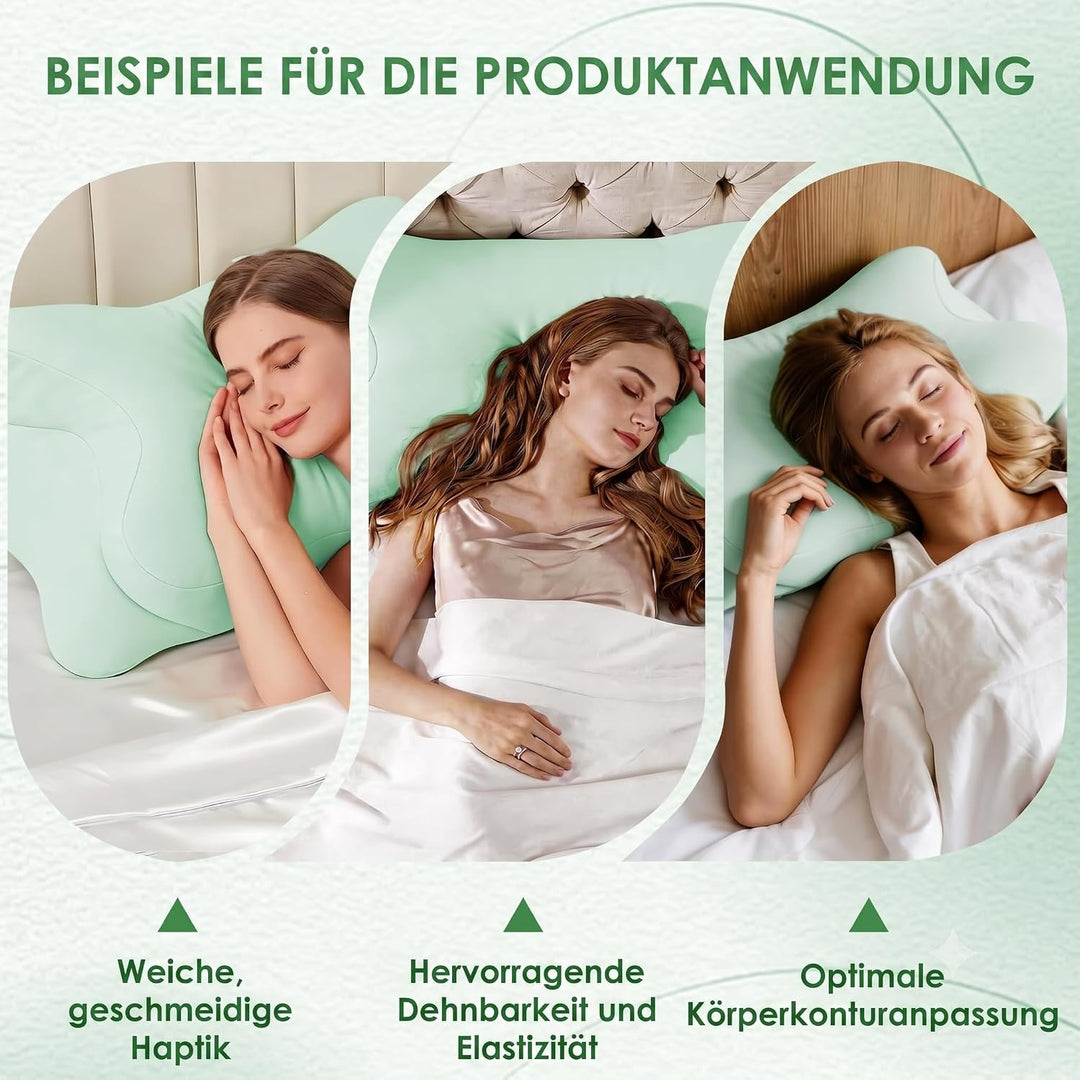2 Stück Nackenkissen Bezug mit Reissverschluss – 80% Polyester /20% Elasthan | Atmungsaktiv und Haut