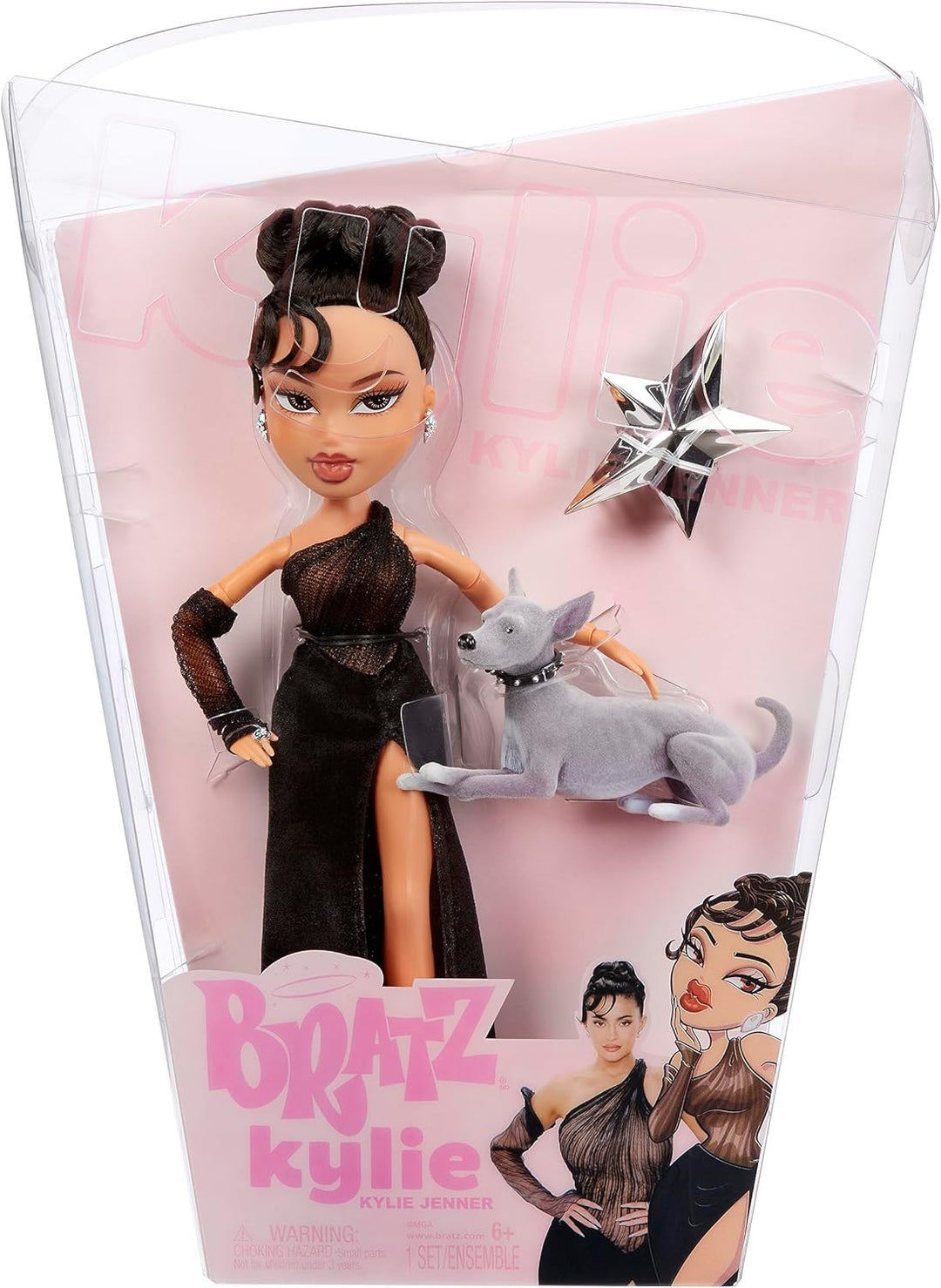 Bratz x Kylie Jenner - Night Modepuppe - Sammlerpuppe mit Abendkleid, Hund und Poster - für Kinder u