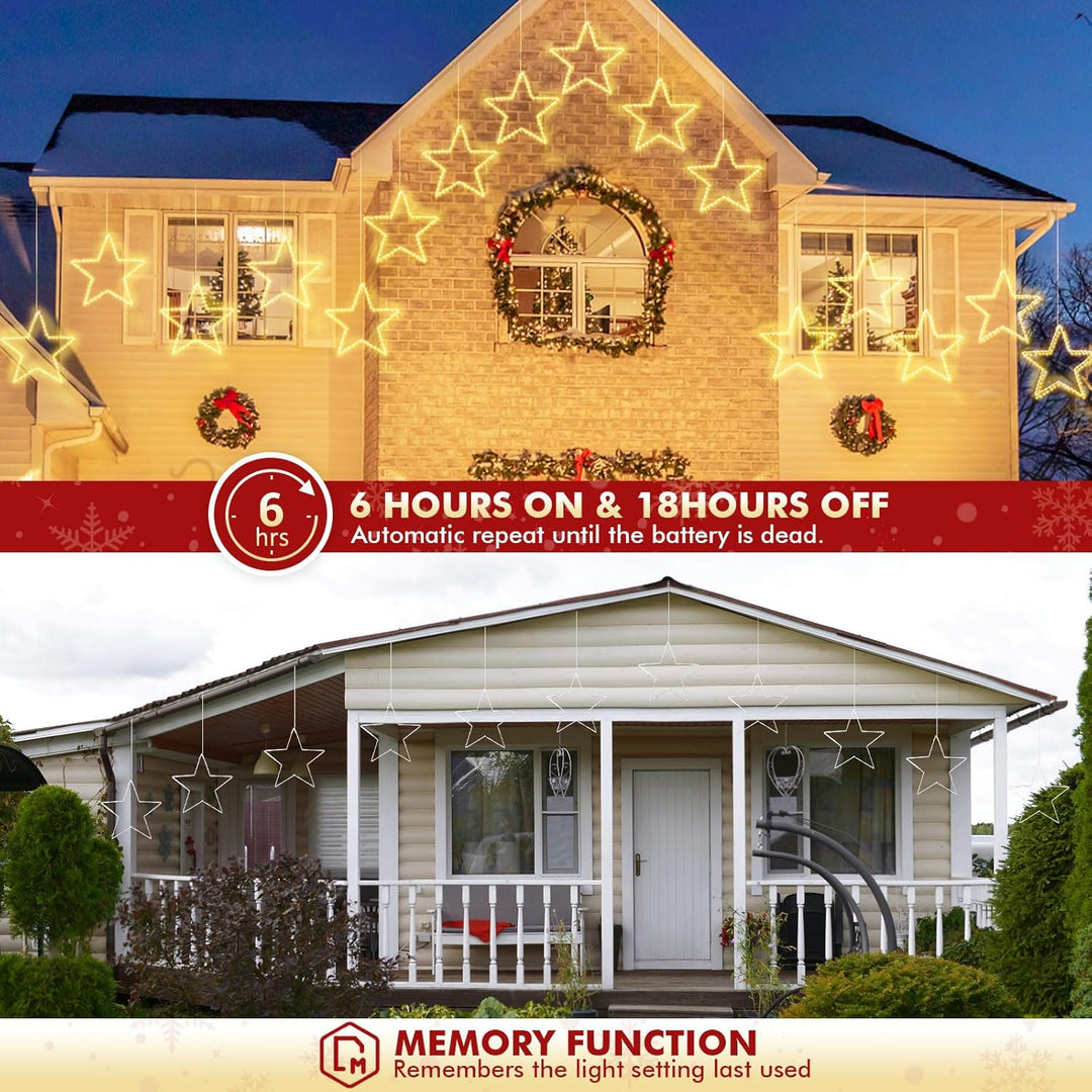 2 Stück LED Weihnachtsstern Beleuchtung, faltbar XXL 50cm Weihnachtsfenster Stern mit 70 warmweissen