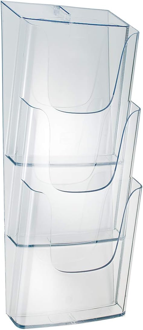 SIGEL LH135 Wand-Prospekthalter aus Acryl mit 3 Fächern, DIN A4, transparent für DIN A4 1 Stück, für