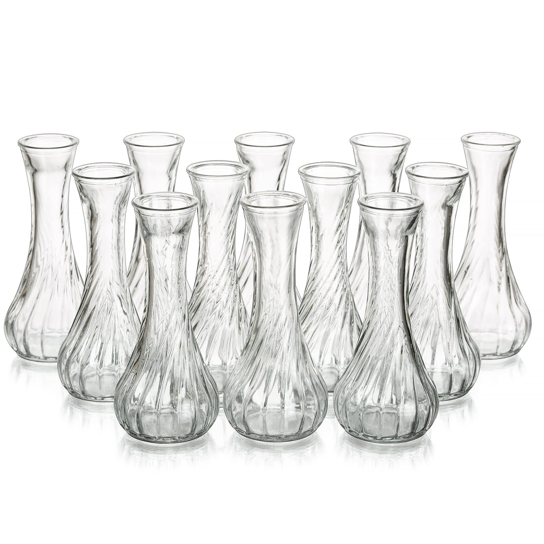 12 x Kleine Vasen für Tischdeko, Hewory Vase Glas Blumenvase Vintage Deko Glasvase Mini Vasen Set Va