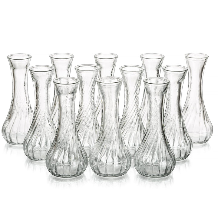 12 x Kleine Vasen für Tischdeko, Hewory Vase Glas Blumenvase Vintage Deko Glasvase Mini Vasen Set Va