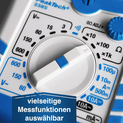 PeakTech 3385, Multimeter analog – Messgerät mit Voltmeter, Amperemeter, Durchgangsprüfer, Ohm Meter