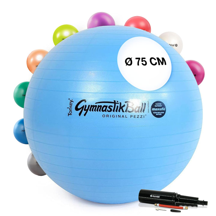 PEZZI Original Pezziball MAXAFE mit Pumpe 75cm Lightblue, 75cm Lightblue