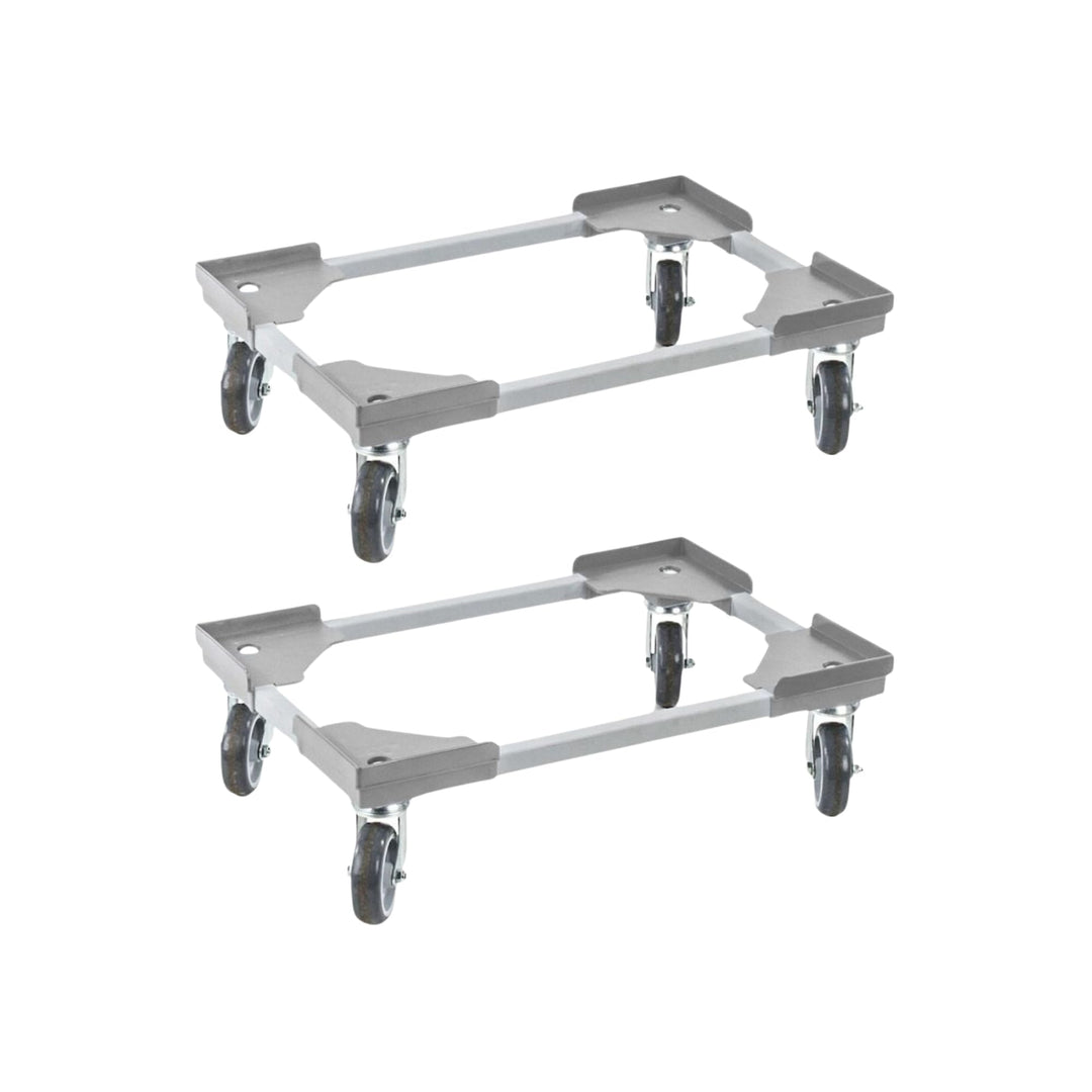 PROREGAL SparSet 2X Profi-Flex Transportroller für Euroboxen 60x40cm mit Gummiräder grau | 4 Lenkrol