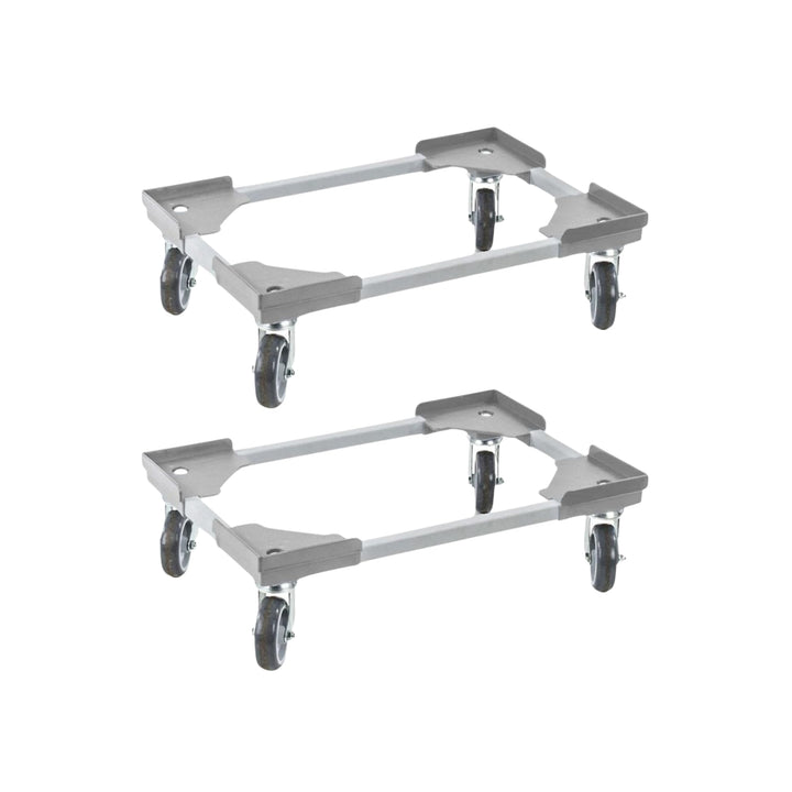 PROREGAL SparSet 2X Profi-Flex Transportroller für Euroboxen 60x40cm mit Gummiräder grau | 4 Lenkrol