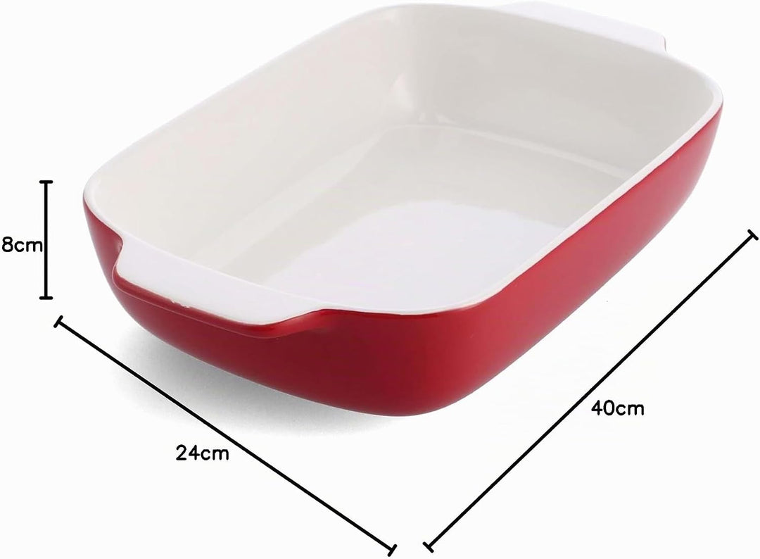 KitchenAid Stoneware Backform Rechteckig Keramik Antihaftbeschichtung mit Bambusdeckel, 32 cm/3,8L,