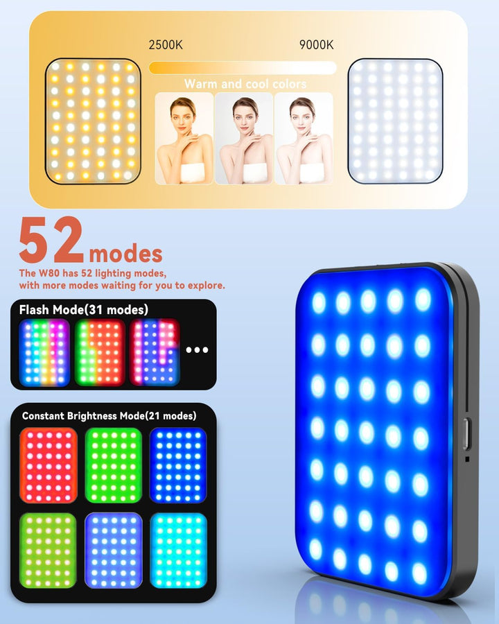 95 LED RGB wiederaufladbare Telefonfülllichter, Ringlicht für Kamerabild, Make-up-Foto, Videokonfere