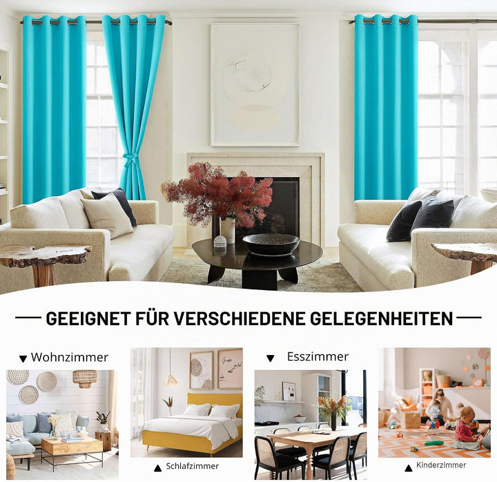 DWCN Vorhang Blickdicht Verdunkelungsgardinen mit Ösen 2 Stücke Thermogardine für Wohnzimmer,Schlafz
