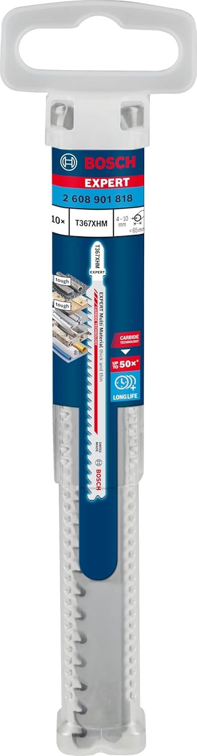 Bosch 10x EXPERT Multi Material T367XHM Stichsägeblatt (für Holz mit zähem Metall, Zäher Stahl, Läng