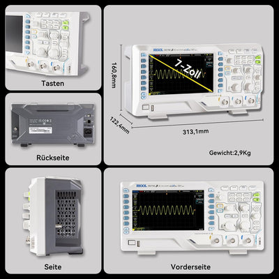 RIGOL DS1102Z-E Digitaloszilloskop, 2 Kanäle, 100MHz, 1Gsa/s, 24Mpts, 30000wfms/s, freie Trigger und
