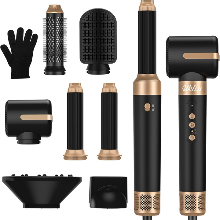 UKLISS Airstyler Pro 7 in 1,1400w Ionen Föhn mit Diffusor, 110000 U/Min Professioneller Hairstyler W