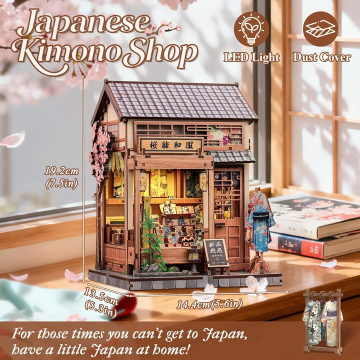 CUTEBEE Japanese Sakura Kimono Book Nook Kit - DIY Puppenhaus 3D Holzpuzzle Erwachsene, Miniatur Hau