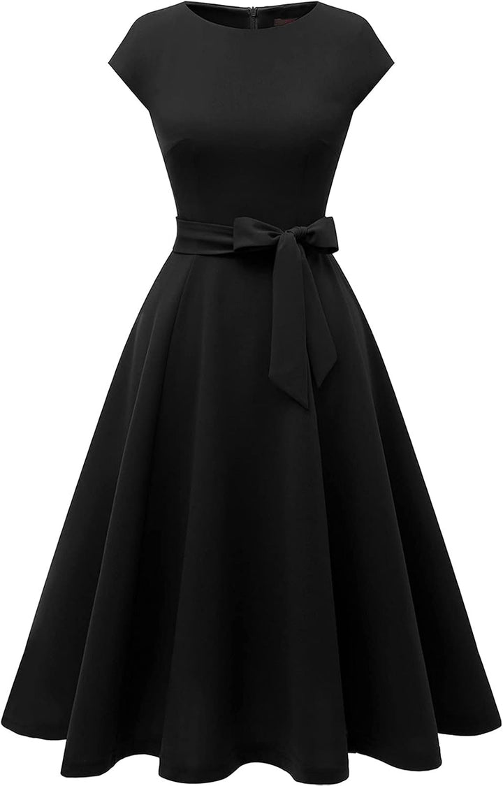 DRESSTELLS Cocktailkleid Damen Festliche Kleider 1950er Knielang Rockabilly Hochzeitkleid Swing Part