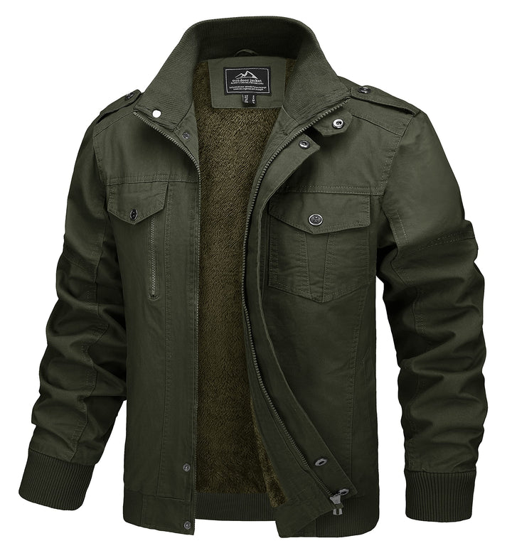 MAGCOMSEN Herren Warm Gefüttert Winterparka Cargo Army Jacke Fleece Casual Übergangsjacke Baumwolle