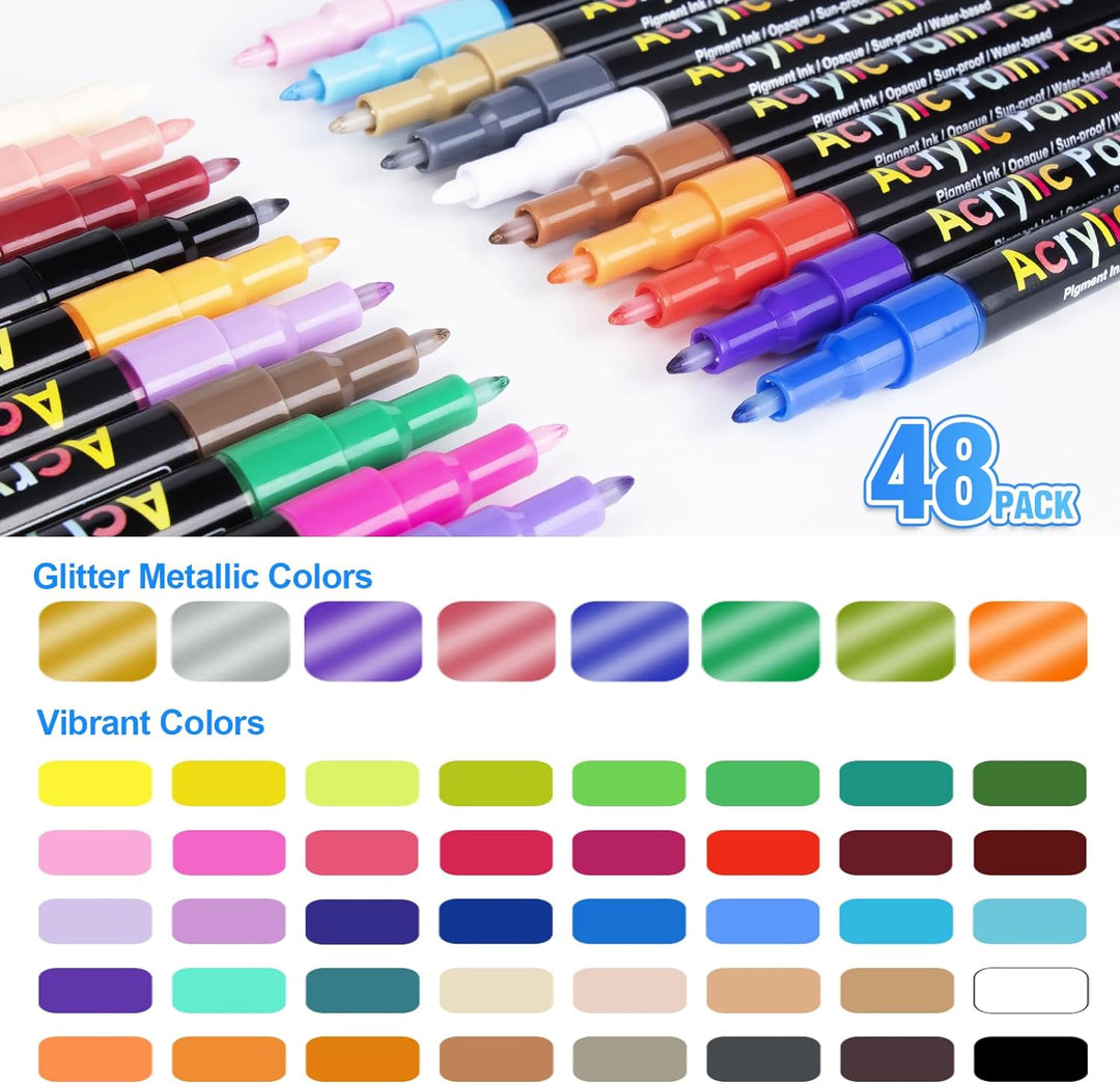 48 Acrylstifte für Steine Wasserfest, Steine zum Bemalen Acrylstifte für Steine, Acryl Stifte Wasser