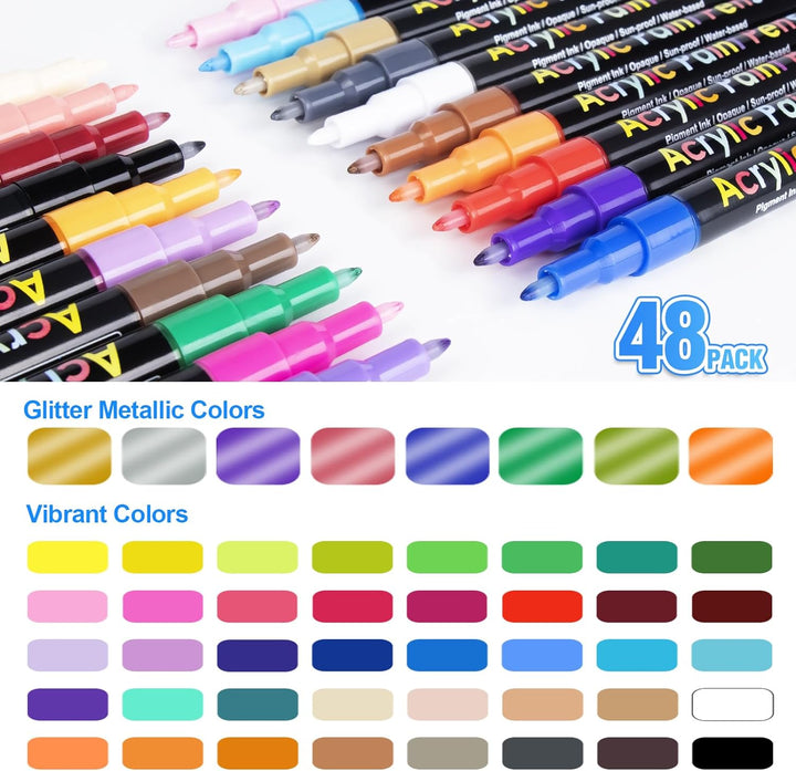48 Acrylstifte für Steine Wasserfest, Steine zum Bemalen Acrylstifte für Steine, Acryl Stifte Wasser