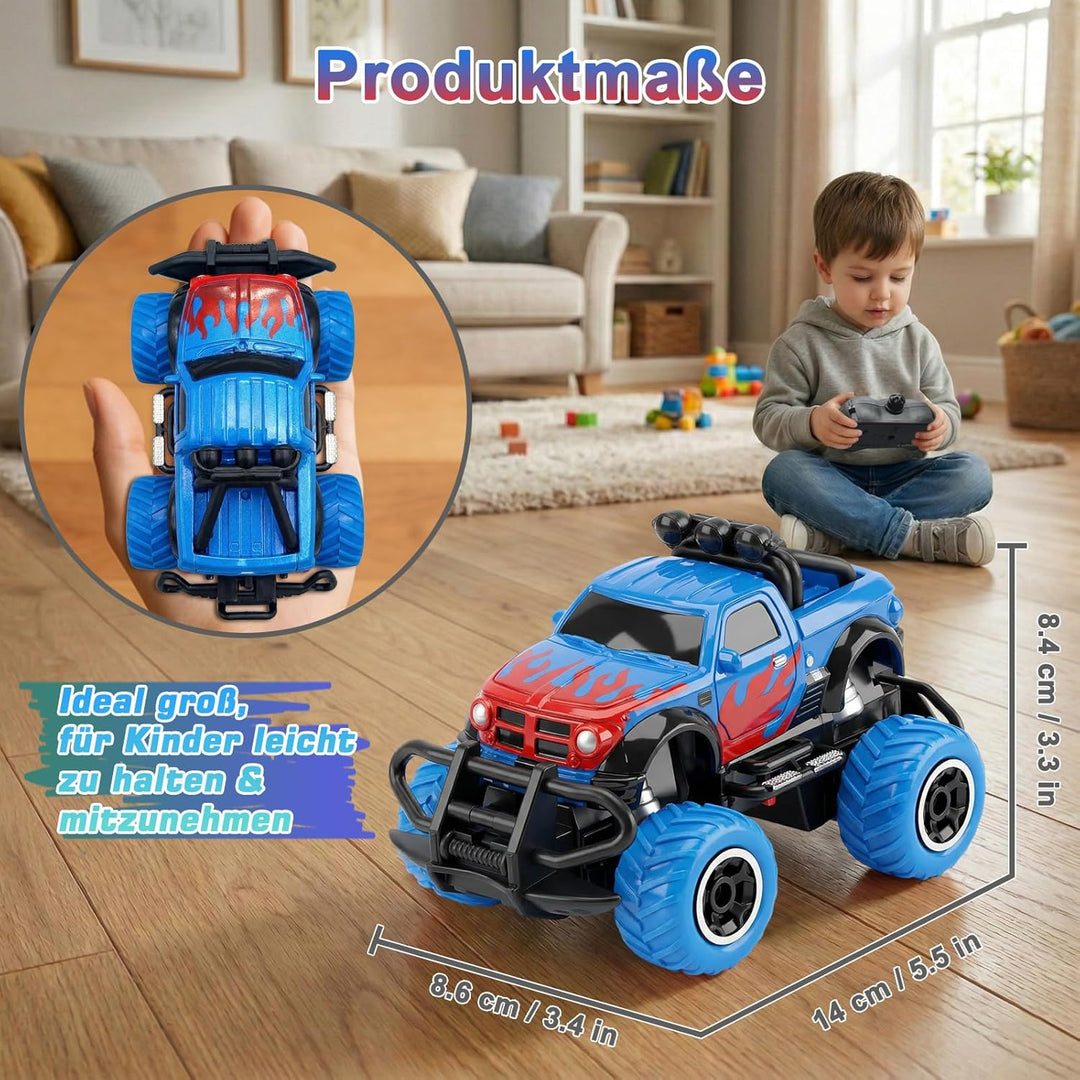 Pup Go Monster Truck Ferngesteuertes Auto mit Licht für Kinder 3-9 Jahr, Robust Mini RC Auto Schnell