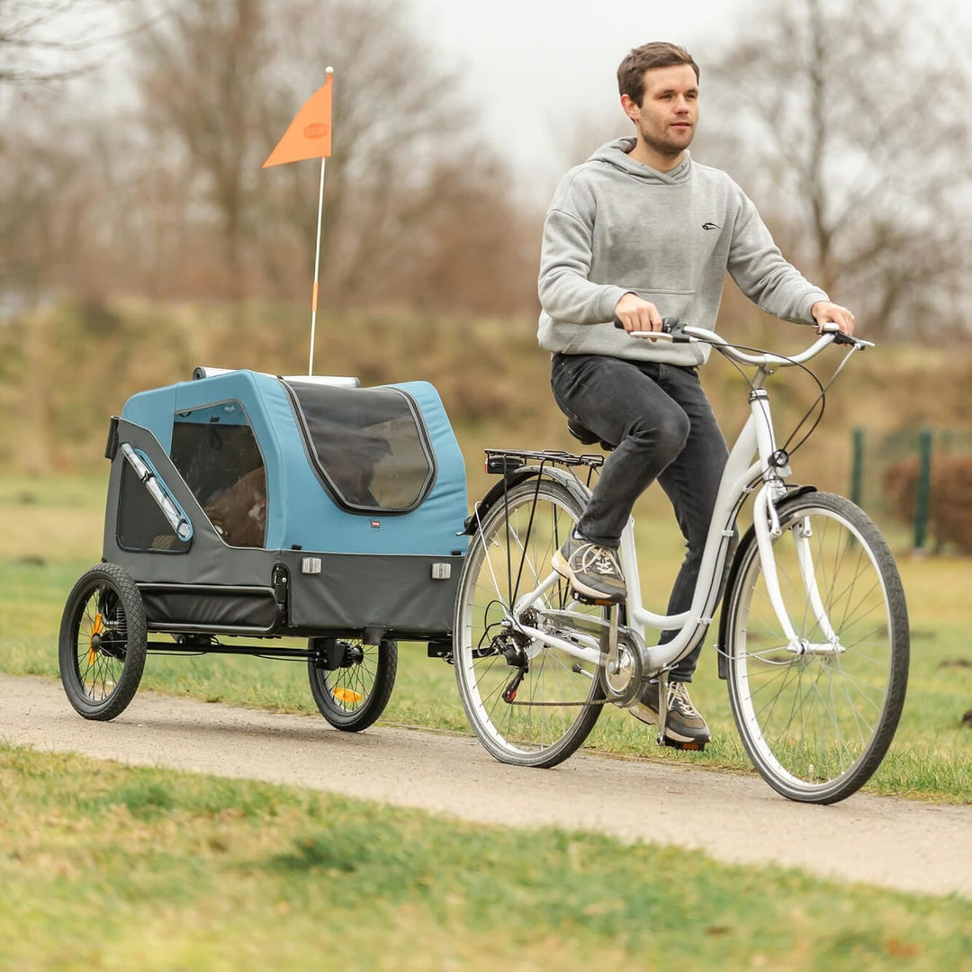 TRIXIE Hunde Fahrradanhänger - blau/grau M, M