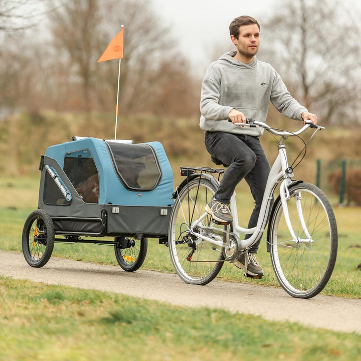 TRIXIE Hunde Fahrradanhänger - blau/grau M, M