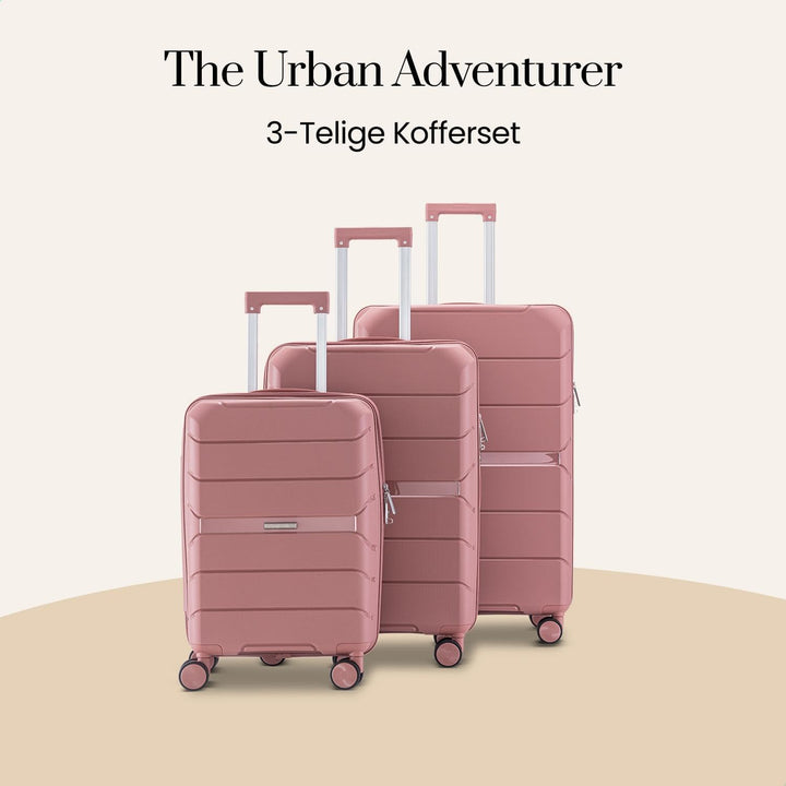 Urban Adventurer Kofferset 3-teilig 232L – Rosa – Hartschalenkoffer mit Zahlenschloss &amp; 4 Rollen Ros