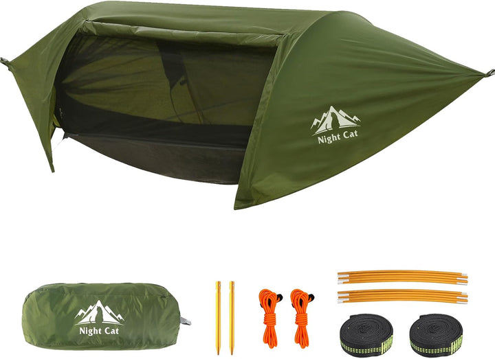 Night Cat Hängematte Zelt mit Moskitonetz wasserdichte Regenfliege Für 1 Person Wandern Camping im G