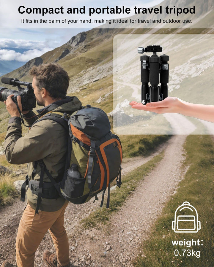 CAMBOFOTO Mini Stativ Kamera 52cm aus Aluminium mit 360° Kugelkopf | Tripod für Kamera und Smartphon