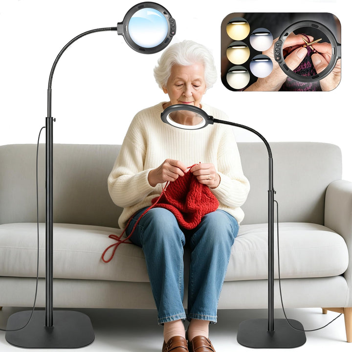 10X Standlupe mit Licht und Ständer, 3 in 1 Lupenlampe mit 54 LED, Flexible Schwanenhals Lupenleucht
