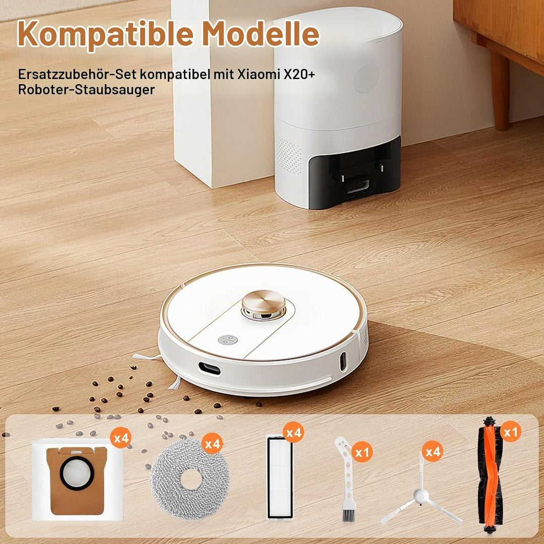 18 Stück Zubehör kompatibel für Xiaomi Robot Vacuum X20+ / X10+ Saugroboter, Ersatzteile Zubehörset