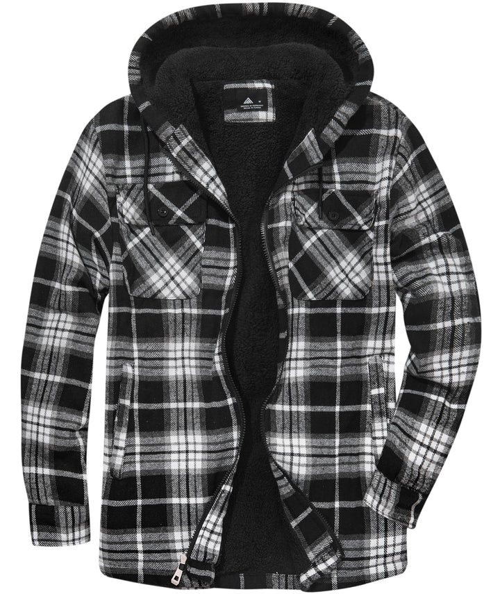 JACKETOWN Hemdjacke Kariertes Herren hoodies Flanelljacke Warm Thermohemd Herren Holzfäller Jacke Ve