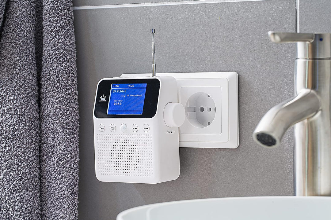 NEWTRO DAB STECKDOSENRADIO Color MIT BEWEGUNGSMELDER INKL. AKKU, portables Radio, ideales Badradio m