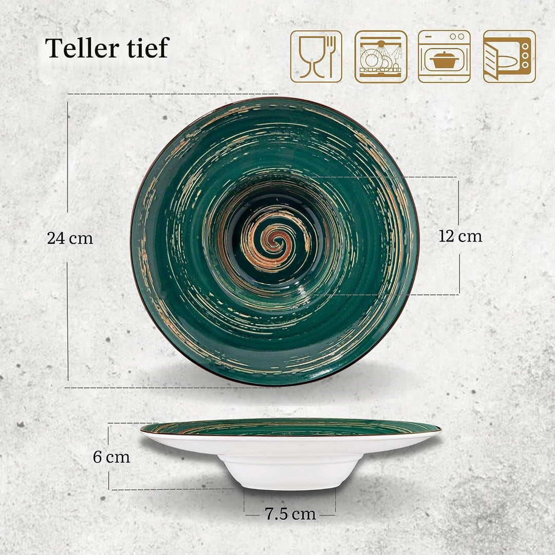 Wilmax | SPIRAL tiefe Teller - 2 Stück | Elegant | Modern | Langlebig | Sicher | Glasiertes Porzella