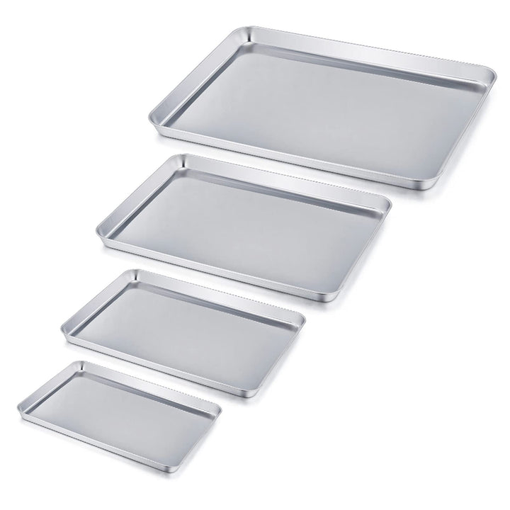 Homikit Backblech, Edelstahl Ofenblech Kuchenblech 4er Set, Rechteckige Fettpfanne Backofen zum Back