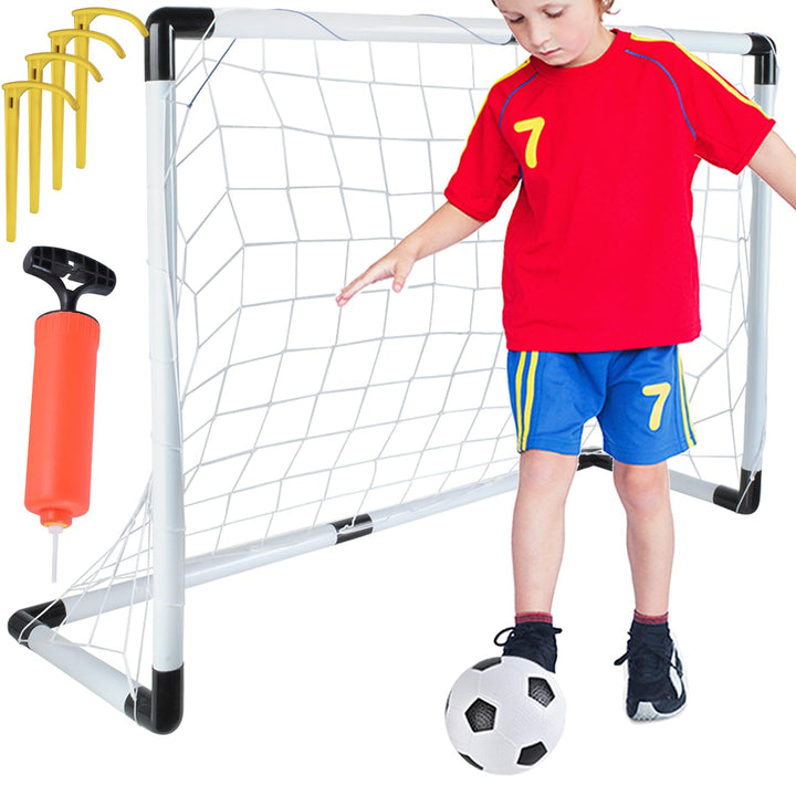 Fussballtor für Kinder, aus Kunststoff, mit Ball, Pumpe und Heringen zur Bodenverankerung