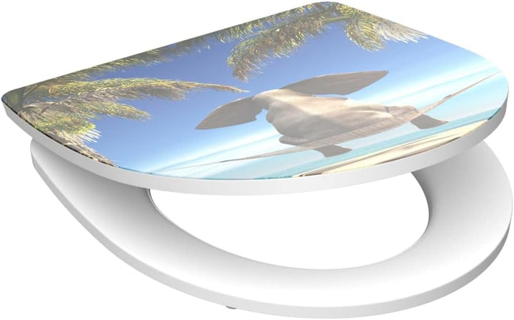 SCHÜTTE WC-Sitz Duroplast HG HAPPY ELEPHANT, Hochglänzender Toilettensitz mit Absenkautomatik, Schne