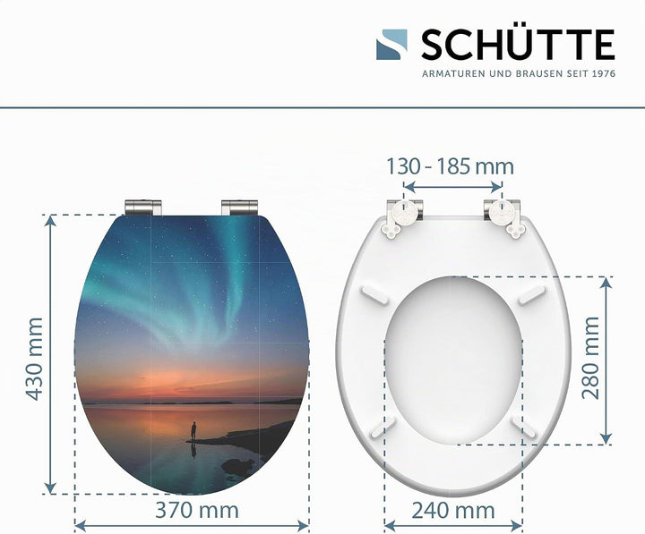 Schütte POLAR LIGHTS WC-Sitz mit Absenkautomatik aus Holz, Hochglanz Toilettensitz mit Klodeckel, To