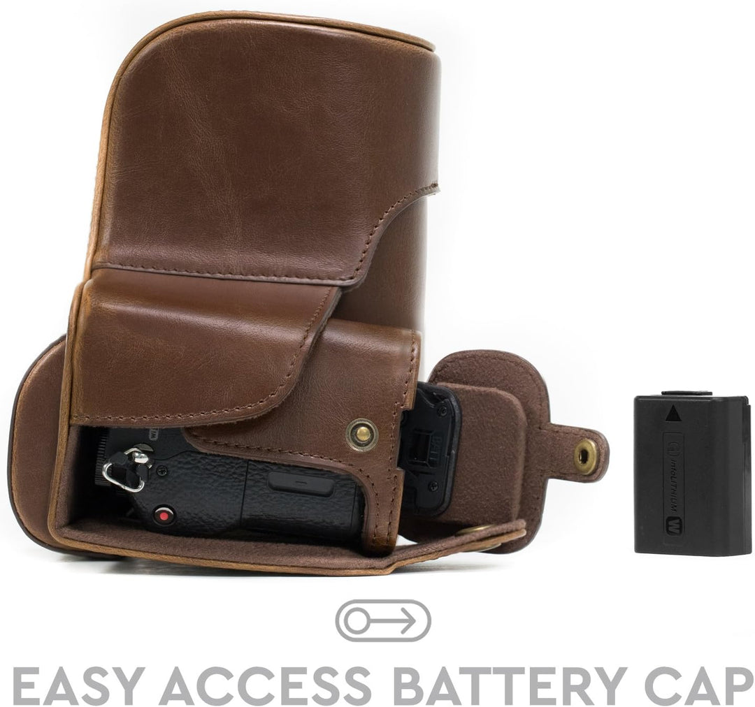 MegaGear Sony Alpha A7S II, A7R II, A7 II (28-70mm) Ever Ready Leder Kamera-Case mit Trageriemen und