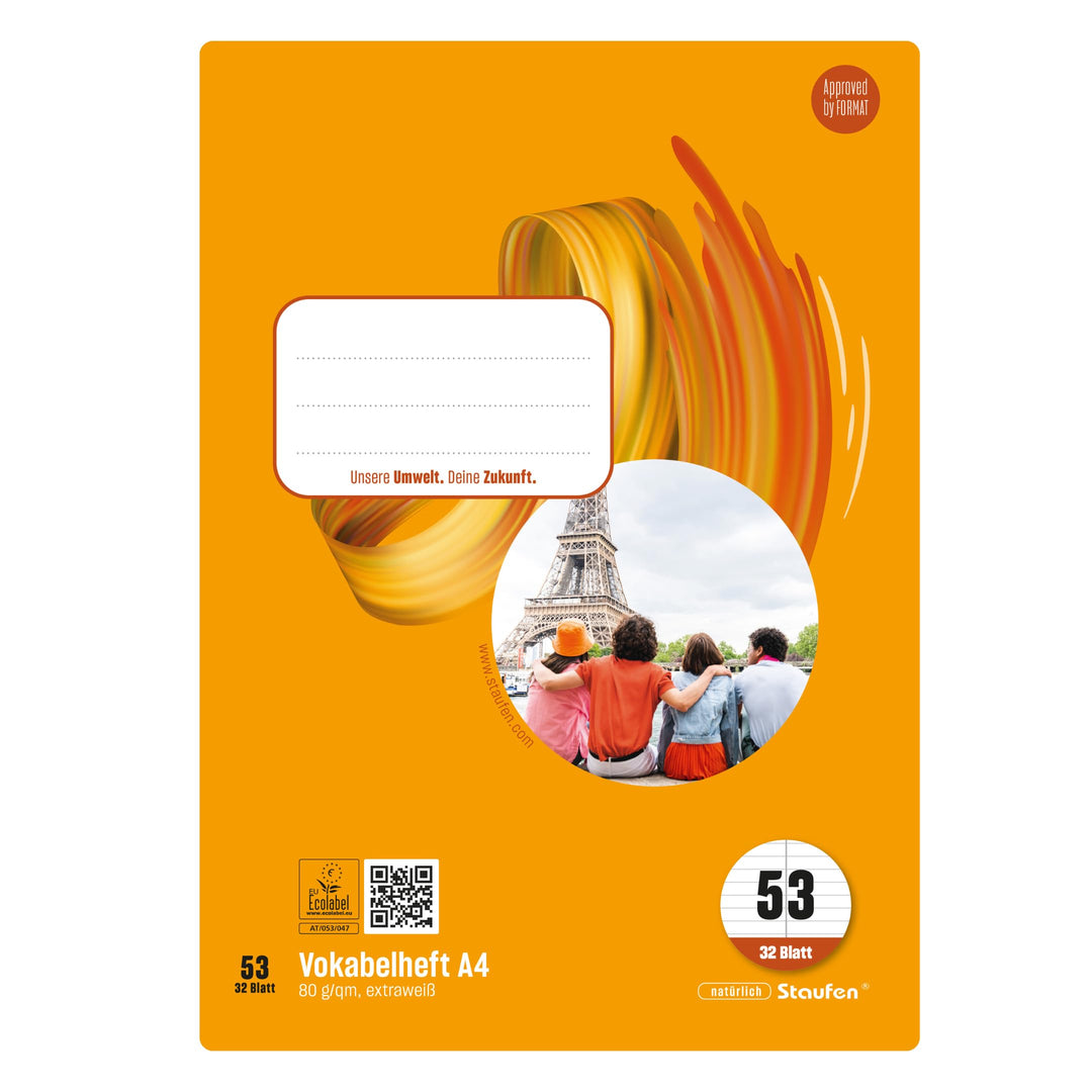 Staufen Style Vokabelheft - 5 Hefte je 32 Blatt, DIN A4, Lineatur 53 (Vokabel mit Mittellinien), 80