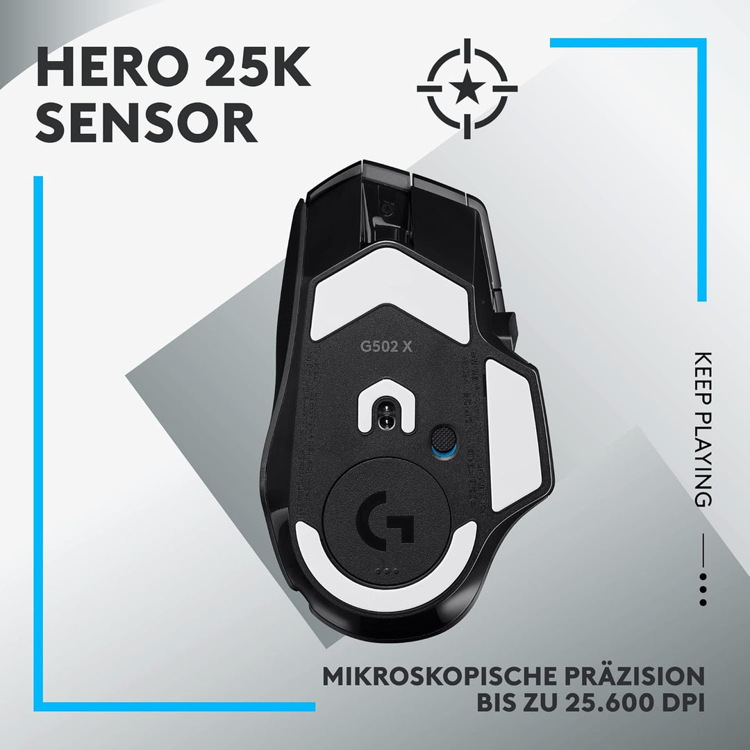 Logitech G502 X LIGHTSPEED Kabellose Gaming-Maus - Optische Maus mit optisch-mechanischen LIGHTFORCE