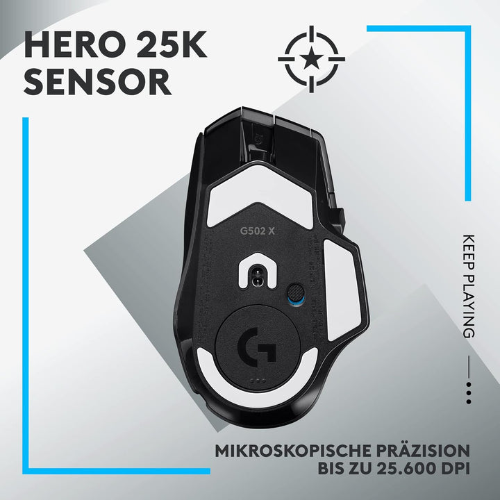 Logitech G502 X LIGHTSPEED Kabellose Gaming-Maus - Optische Maus mit optisch-mechanischen LIGHTFORCE