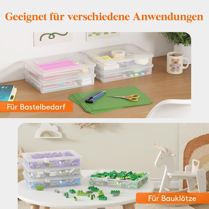 Lifewit 6-Pack 5L Aufbewahrungsbox mit Deckel, Plastikbox mit Clip-Verschlüssen, Dokumentenbox A4, T