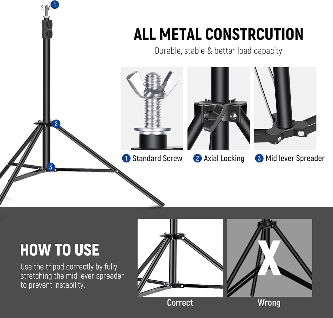 Neewer Fotostudio Hintergrund-Unterstützungssystem, 2x3m, verstellbarer Hintergrundständer mit 4 Que