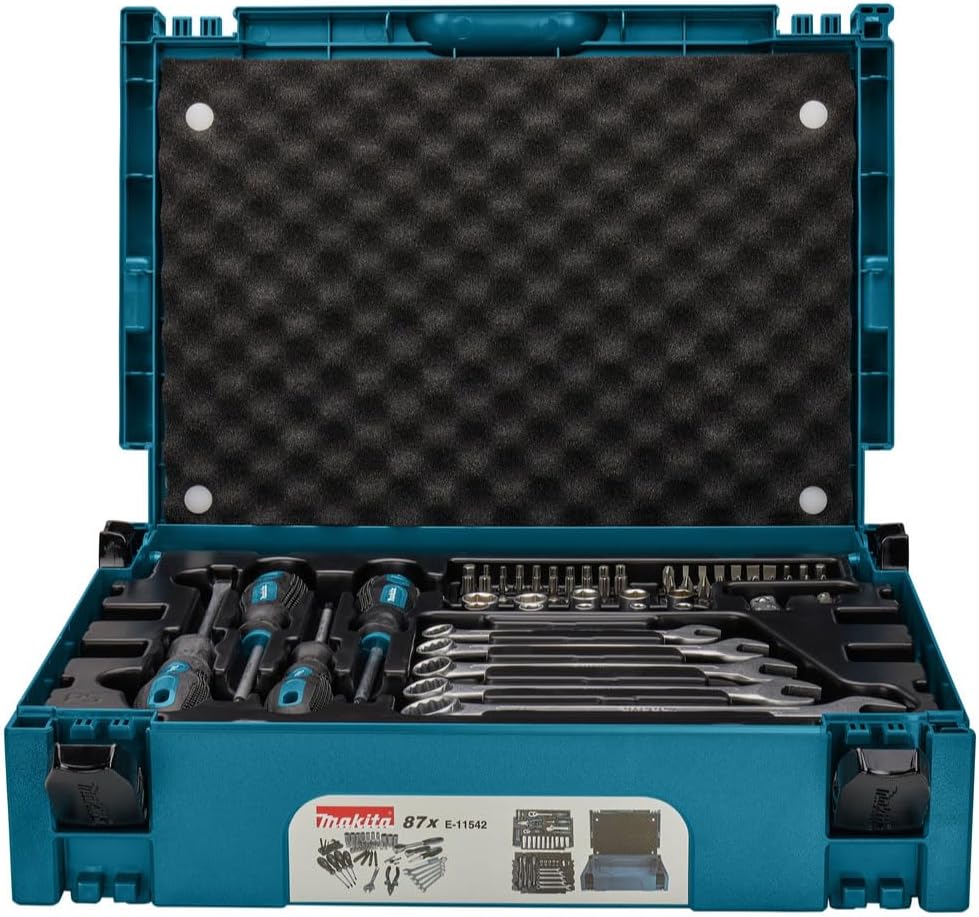 Makita E-11542 Mechaniker-Set mit Handwerkzeugen, im Makpac-Koffer, 87-teilig Single, Single