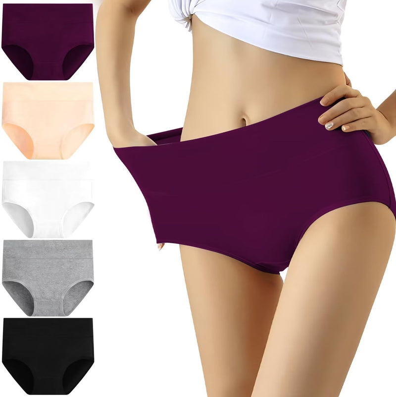 YouShow Unterhosen Damen 5er Pack Baumwolle Hohe Taille Unterwäsche Slip Stretchanteil 3XL Mehrfarbi