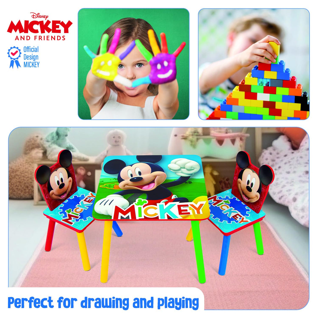 Disney Nixy Kids Mickey Mouse Holztisch und 2 Stühle, Set